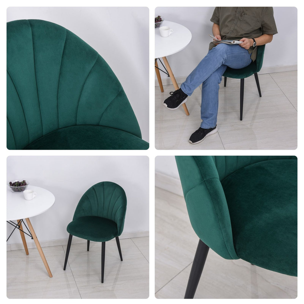 easycomfort easycomfort set 2 sedie imbottite per sala da pranzo con design nordico in metallo e velluto verde ean 8055776912110