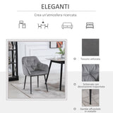 easycomfort easycomfort set 2 sedie moderne imbottite stile nordico in velluto e metallo grigio ean 8055776916248