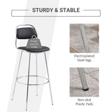 easycomfort easycomfort set 2 sgabelli alti da bar con poggiapiedi rivestimento in pu e struttura in metallo nero