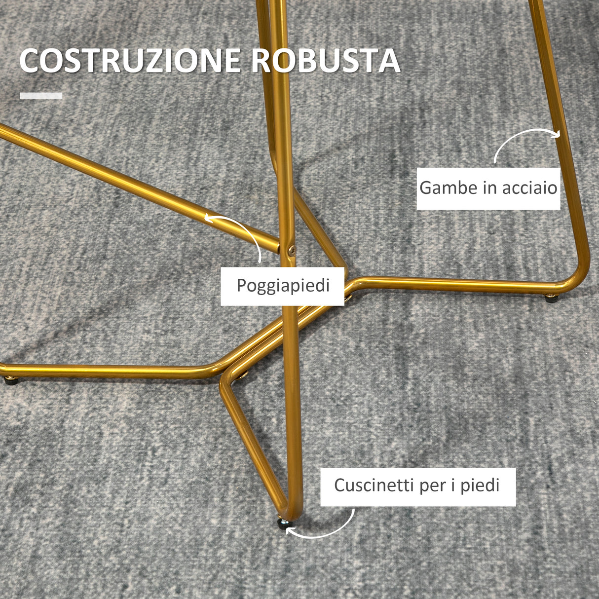 easycomfort easycomfort set 2 sgabelli da bar con schienale e poggiapiedi 48x56 5x103cm velluto grigio