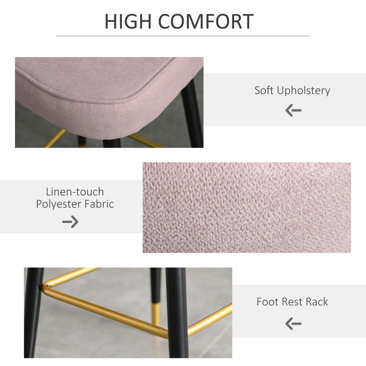 easycomfort easycomfort set 2 sgabelli da bar o da cucina design imbottiti e moderni rosa nero e oro