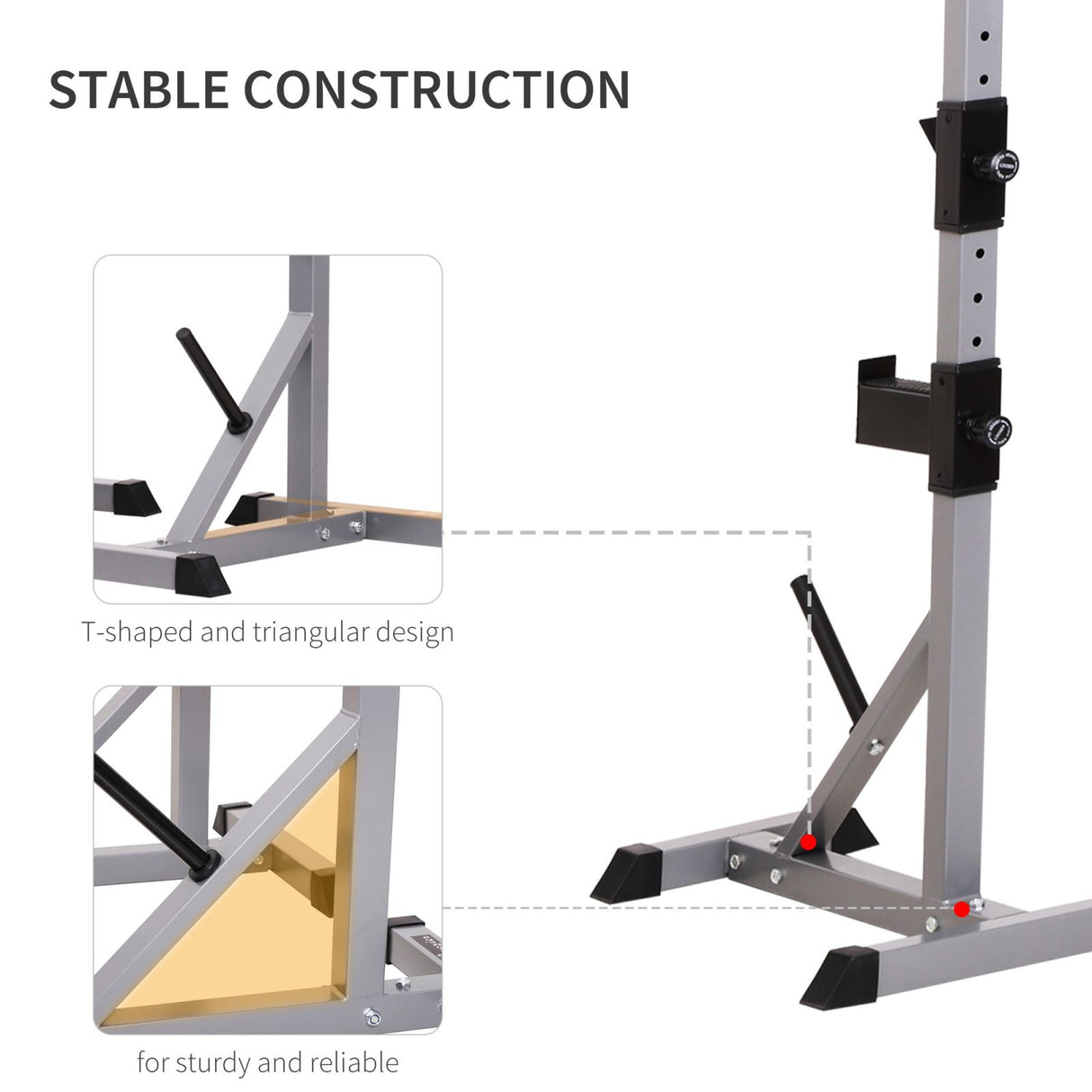 easycomfort easycomfort set 2 supporti bilanciere in acciaio con 3 ganci altezza regolabile e portata 200kg argento nero