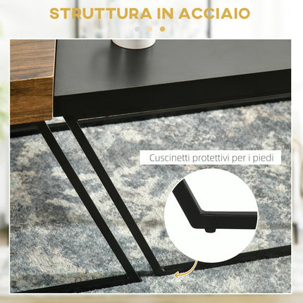 immagine-6-easycomfort-easycomfort-set-2-tavolini-da-caffe-in-truciolato-e-acciaio-tavolo-nero-80x60x42-cm-e-tavolo-marrone-60x60x46-cm