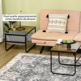 easycomfort easycomfort set 2 tavolini da caffe sovrapponibili stile industriale in mdf e acciaio nero e marrone rustico