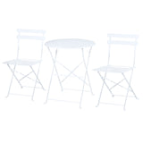 easycomfort easycomfort set 3 pezzi tavolino con sedie da giardino pieghevoli in metallo bianco ean 8054111847407