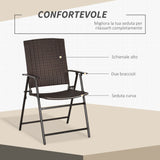 easycomfort easycomfort set 4 pezzi sedie pieghevoli da giardino in rattan e acciaio marrone ean 8055776913469