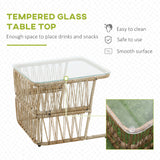 easycomfort easycomfort set da 4 pezzi in rattan pe 2 sedie divano 2 posti e tavolino in vetro temperato