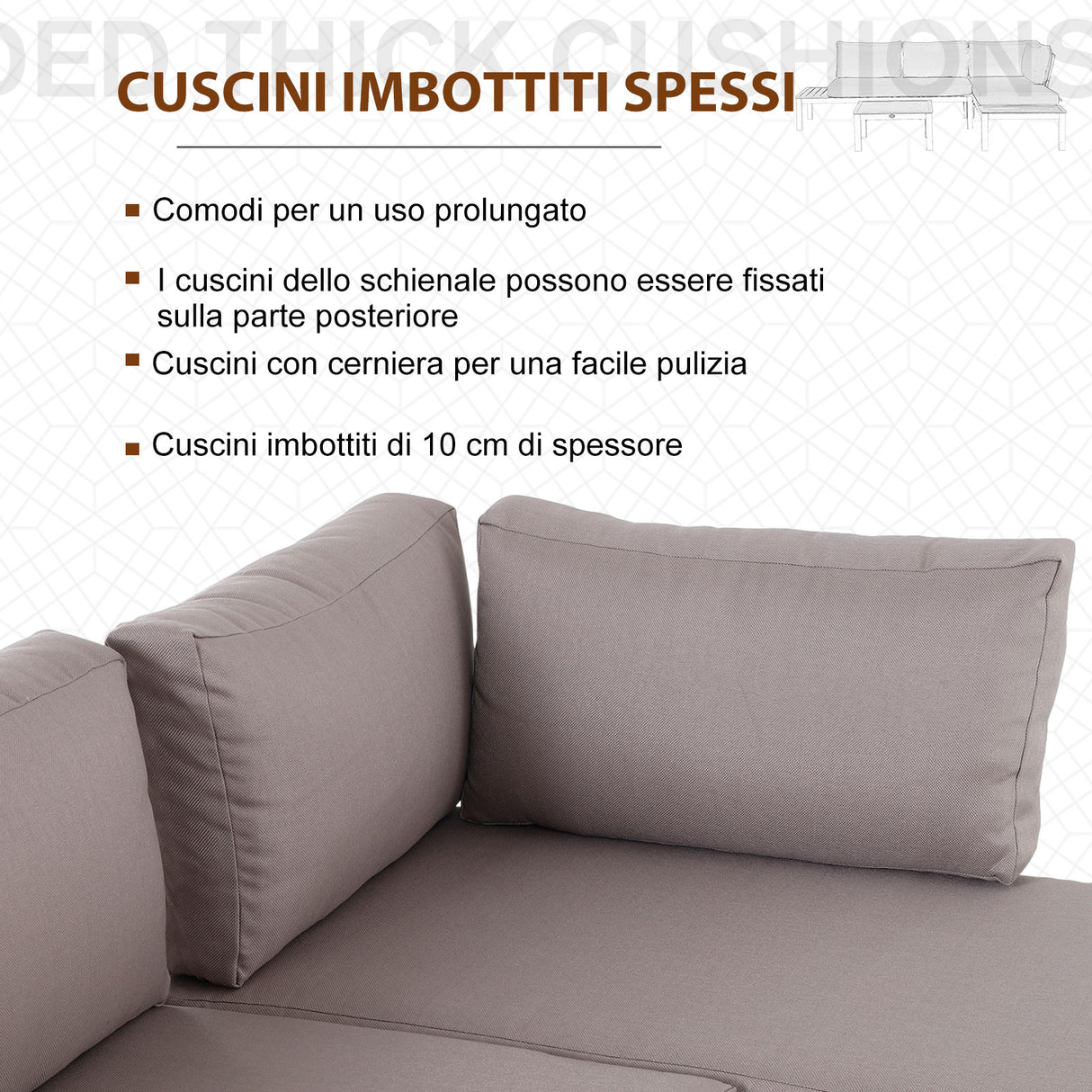 easycomfort easycomfort set da giardino 3 pezzi 2 divani a 2 posti e 1 tavolino da caffe in alluminio grigio