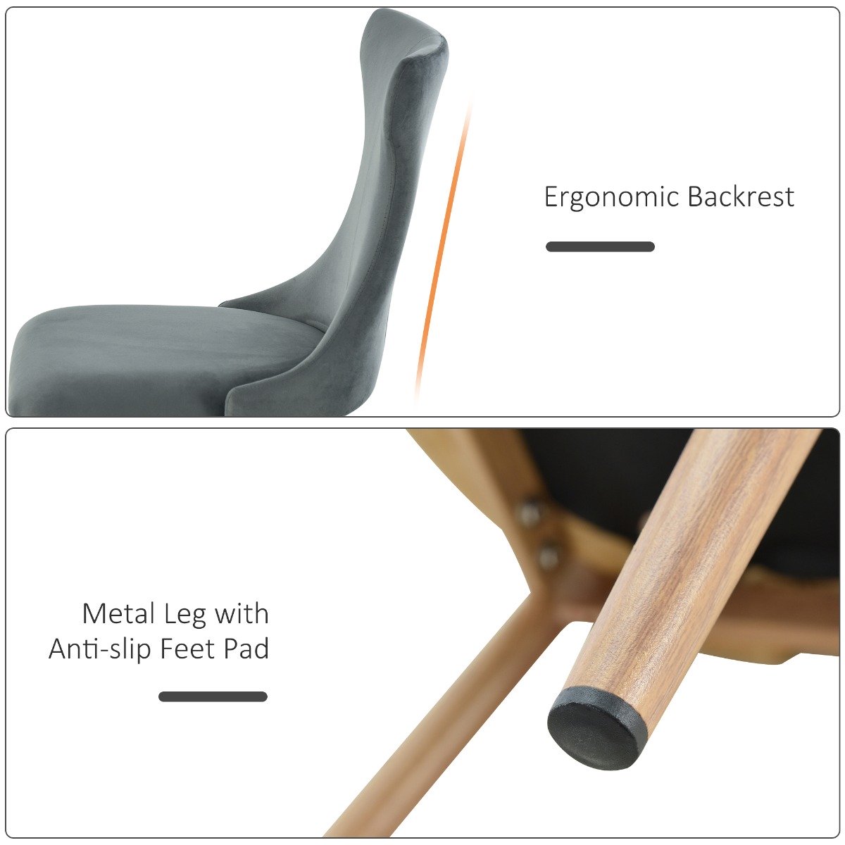 easycomfort easycomfort set di 2 sedie da pranzo imbottite con gambe in metallo grigio ean 8055776910499