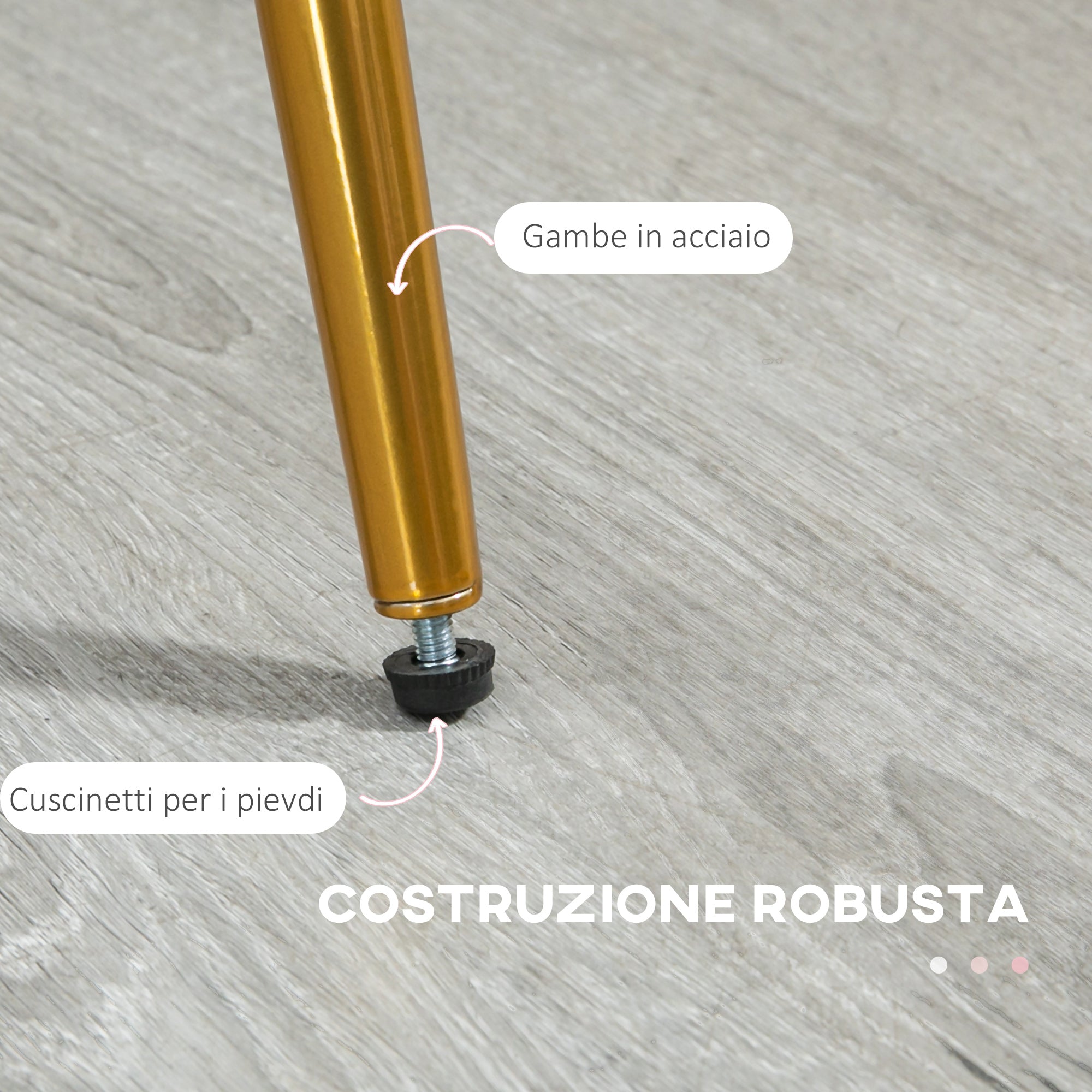 EASYCOMFORT Set di 2 Sedie da Pranzo in Tessuto effetto Lino con Gambe in  Acciaio, 55.5x59x81 cm, Rosa e Oro