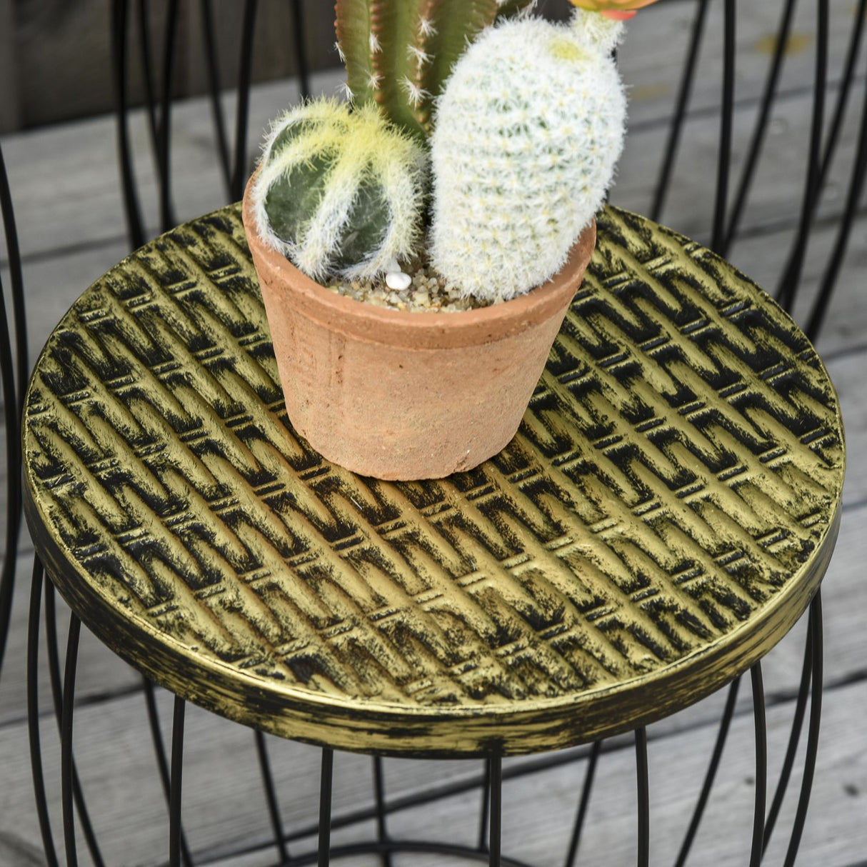 easycomfort easycomfort set di 3 tavolini da giardino impilabili arredamento da esterno stile industriale in metallo nero ean 8054144134789