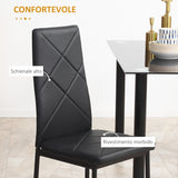 easycomfort easycomfort set di 4 sedie da pranzo con schienale alto in finta pelle e acciaio 41x50x97cm nero