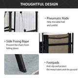 easycomfort easycomfort set mobile da giardino con 2 sedie pieghevoli e tavolo con mensola laterale in metallo e textilene marrone e nero