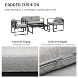 easycomfort easycomfort set mobili da giardino con divano 2 posti 2 poltrone e tavolino in alluminio con cuscini grigio e nero ean 8055776915517