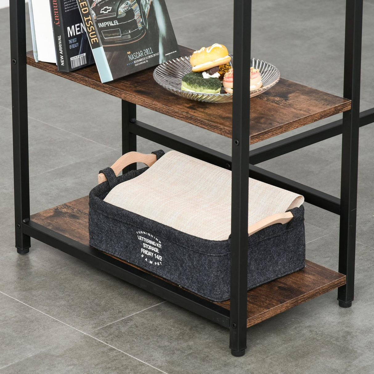 easycomfort easycomfort set tavolo alto con 2 sgabelli e scaffale stile industriale in metallo e legno marrone rustico ean 8054144139098