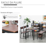 easycomfort easycomfort set tavolo con panca 2 posti e 2 sedie stile industriale in legno e metallo per soggiorno e cucina nero e marrone ean 8055776914534