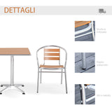 easycomfort easycomfort set tavolo e 2 sedie da esterno in alluminio con finitura effetto legno