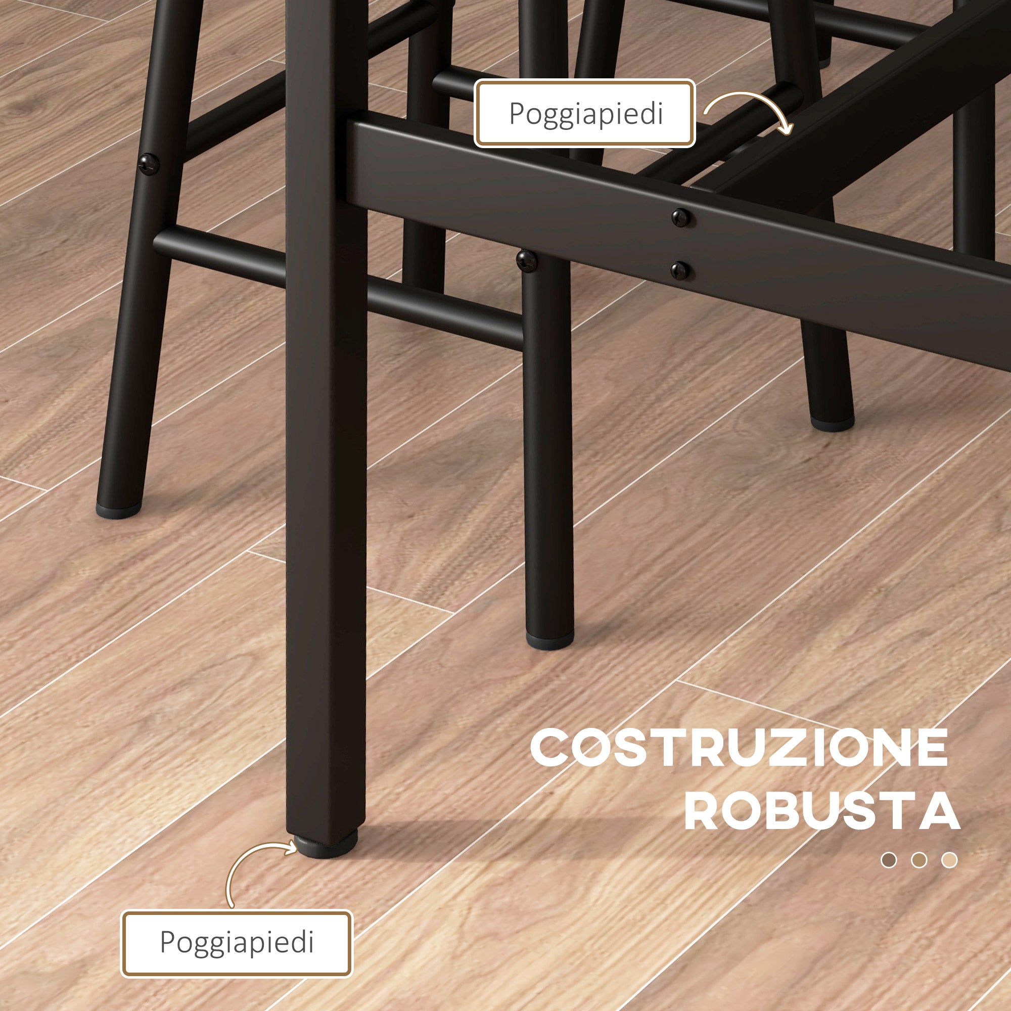 EASYCOMFORT Set da Bar 5 pezzi con Tavolo alto e 4 Sgabelli Stile  Industriale, Marrone e Nero