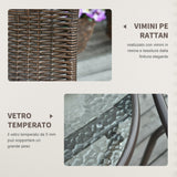 easycomfort easycomfort set tavolo pieghevole e 2 sedie da giardino in acciaio e rattan pe marrone