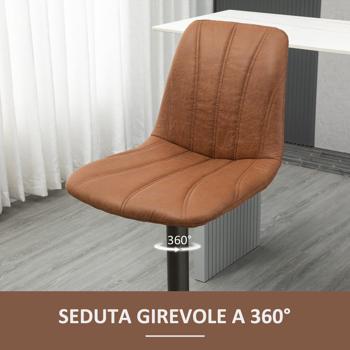 easycomfort easycomfort sgabello regolabile vintage da bar e cucina set 2 pezzi con poggiapiedi base in acciaio e rivestimento in pelle 45x54x96 117cm marrone e grigio