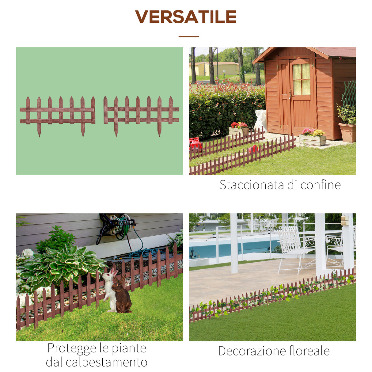 easycomfort easycomfort staccionata in legno di pino da 12 pezzi per aiuole giardino e orto altezza 34cm 1