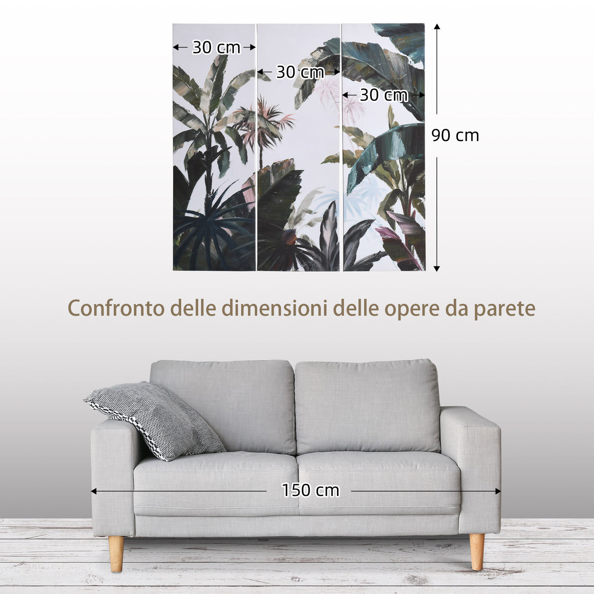 easycomfort easycomfort stampa su tela in legno di pino 3 pezzi 90x30cm per casa e ufficio multicolore