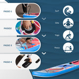 easycomfort easycomfort sup gonfiabile con pagaia zaino di trasporto e accessori 300x76x15cm blu e bianco