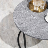 easycomfort easycomfort tavolini da salotto set 2 pezzi con piano effetto marmo in metallo nero