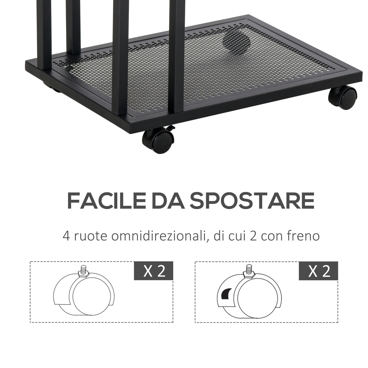easycomfort easycomfort tavolino angolare per divano e letto con 4 rotelle in legno stile industrial 51x36x61 cm