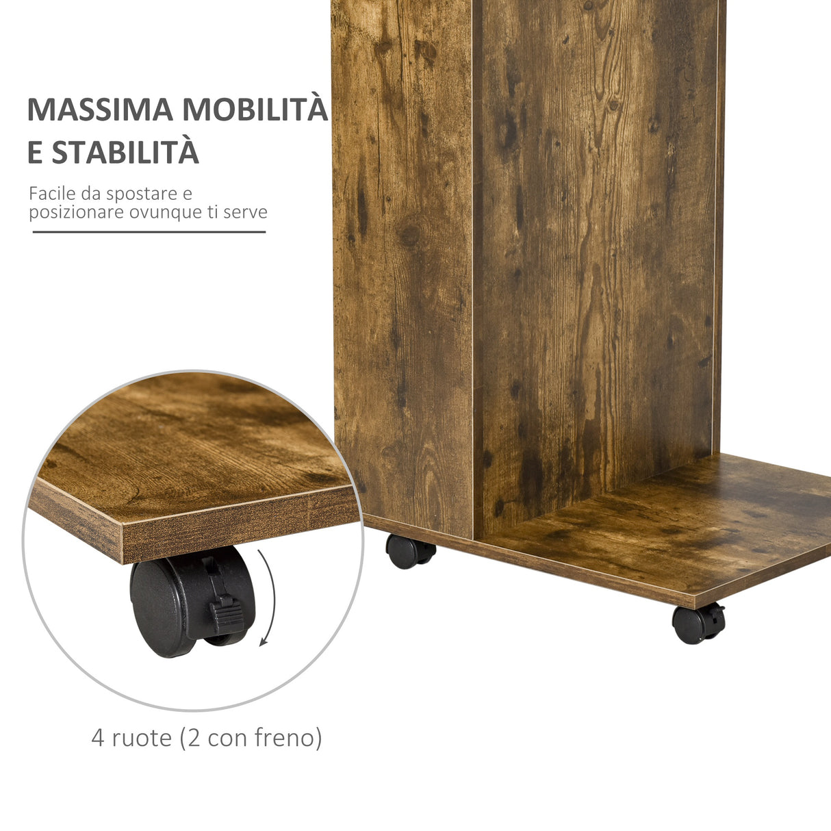 easycomfort easycomfort tavolino con mensola e vano laterale in legno marrone