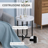 easycomfort easycomfort tavolino da caffe rotondo con base a x in mdf e metallo 48x48x56 5cm bianco