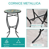 easycomfort easycomfort tavolino da giardino rotondo con piano dappoggio a mosaico 35 5x53 5cm