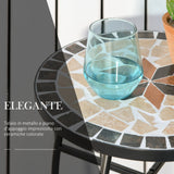 easycomfort easycomfort tavolino da giardino tavolo da esterno in metallo nero e ceramica nero e arancione 36 x 58cm ean 8054111849104