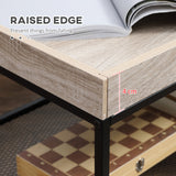 easycomfort easycomfort tavolino da salotto basso a 2 livelli con bordo rialzato in mdf e metallo 100x50x46 5 cm color legno