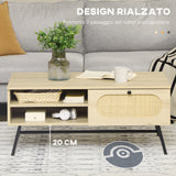 easycomfort easycomfort tavolino da salotto con cassetto e gambe in metallo stile boho 100x59 5x44 3cm naturale