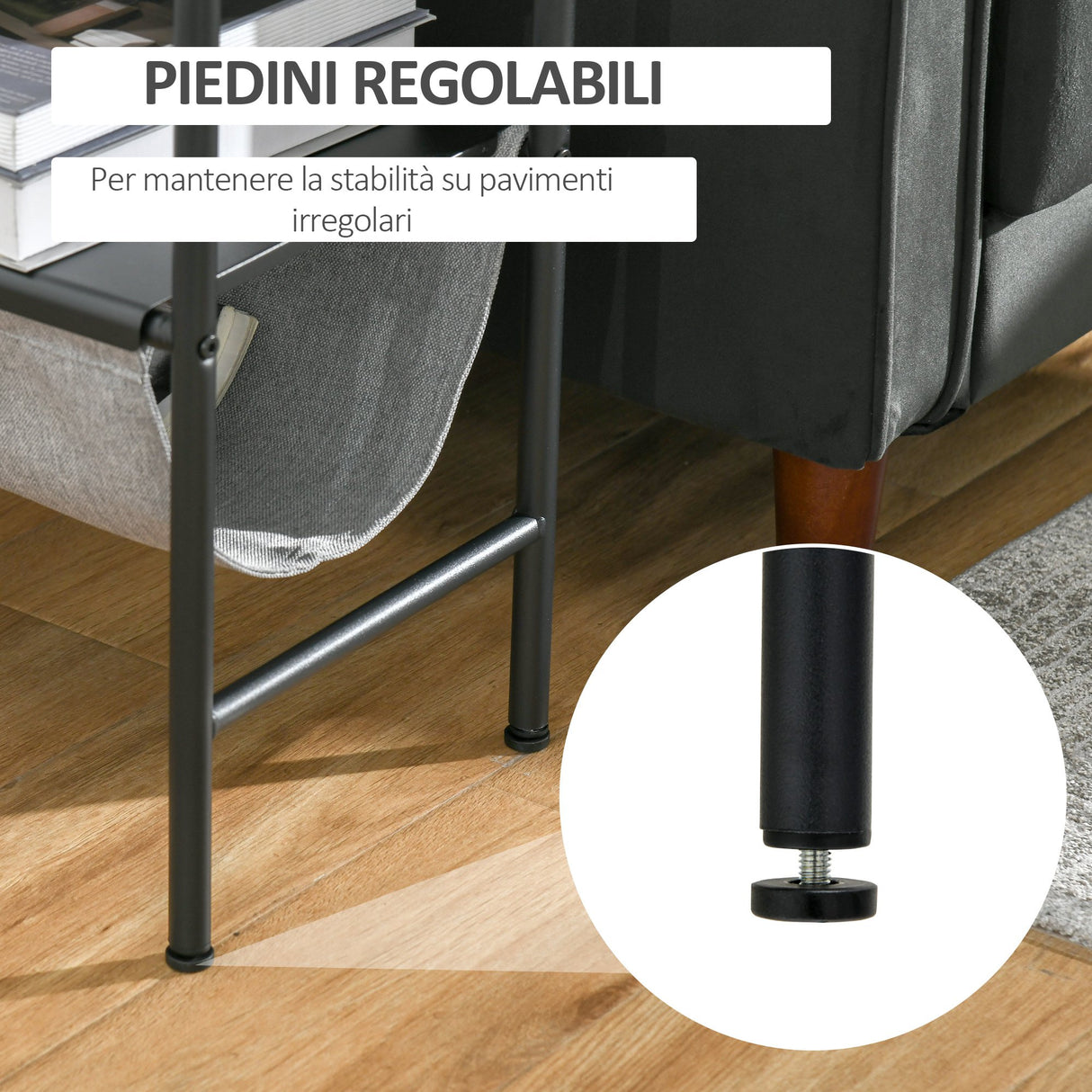 easycomfort easycomfort tavolino da salotto con mensola rimovibile in tessuto grigio