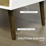 easycomfort easycomfort tavolino da salotto in stile nordico con 4 cassetti 100x53 3x45cm bianco e color legno