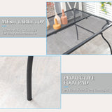 easycomfort easycomfort tavolo da giardino rettangolare con piano dappoggio a rete 150x90x73cm nero