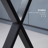 easycomfort easycomfort tavolo da pranzo 4 persone con piano effetto roccia e gambe in acciaio 120x70x76cm