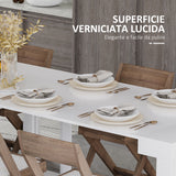 easycomfort easycomfort tavolo da pranzo allungabile da 8 10 persone in legno e metallo 45 300x90x75 5 cm bianco lucido