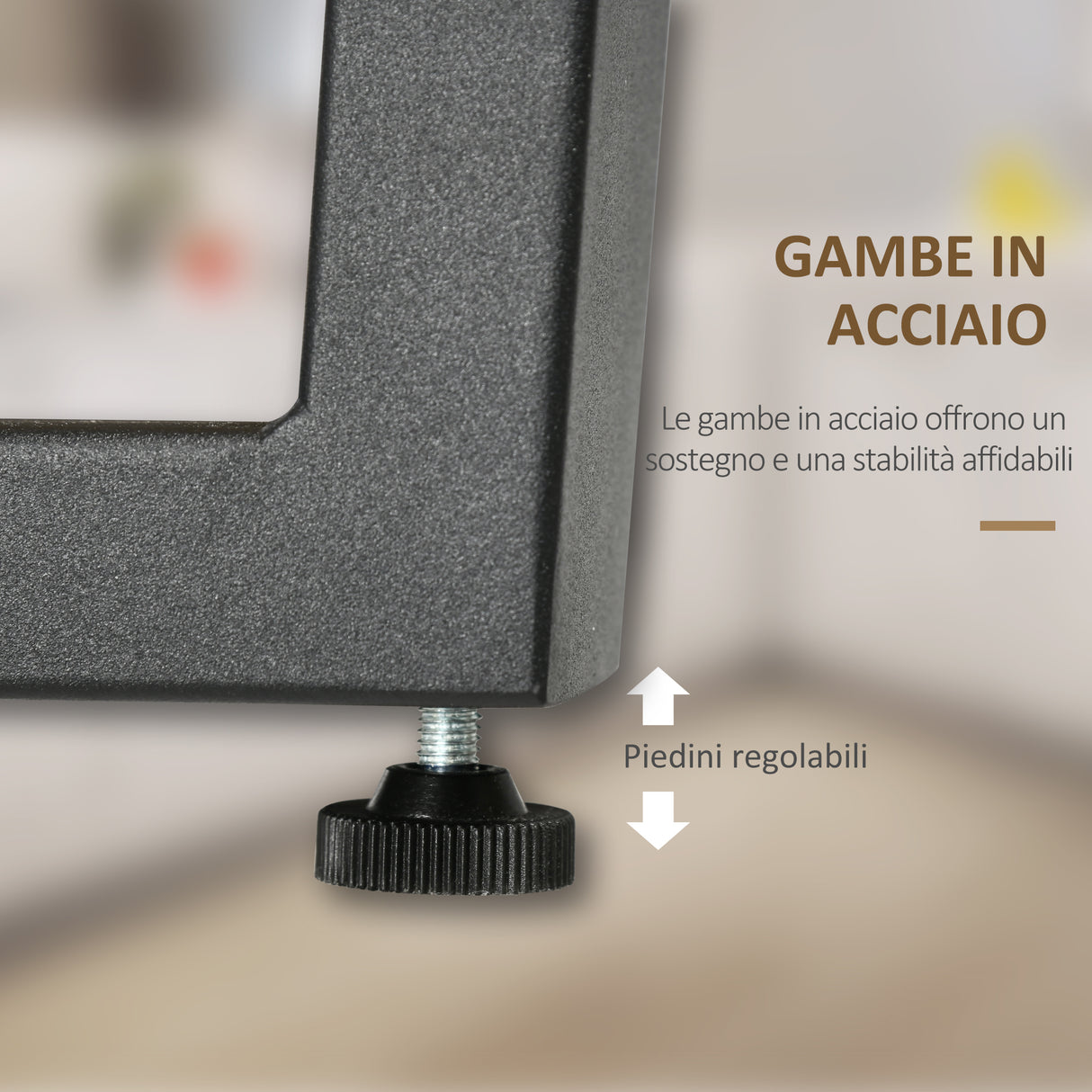 easycomfort easycomfort tavolo da pranzo per 6 persone in legno con base in acciaio e piedini regolabili 180x90x76cm