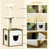 easycomfort easycomfort tiragraffi per gatti con mobile porta lettiera posatoi e pallina da gioco 49x46x131 5 cm marrone