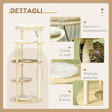 easycomfort easycomfort tiragraffi per gatti in truciolato e legno di pino con lettino e piattaforme 54x123 5 cm