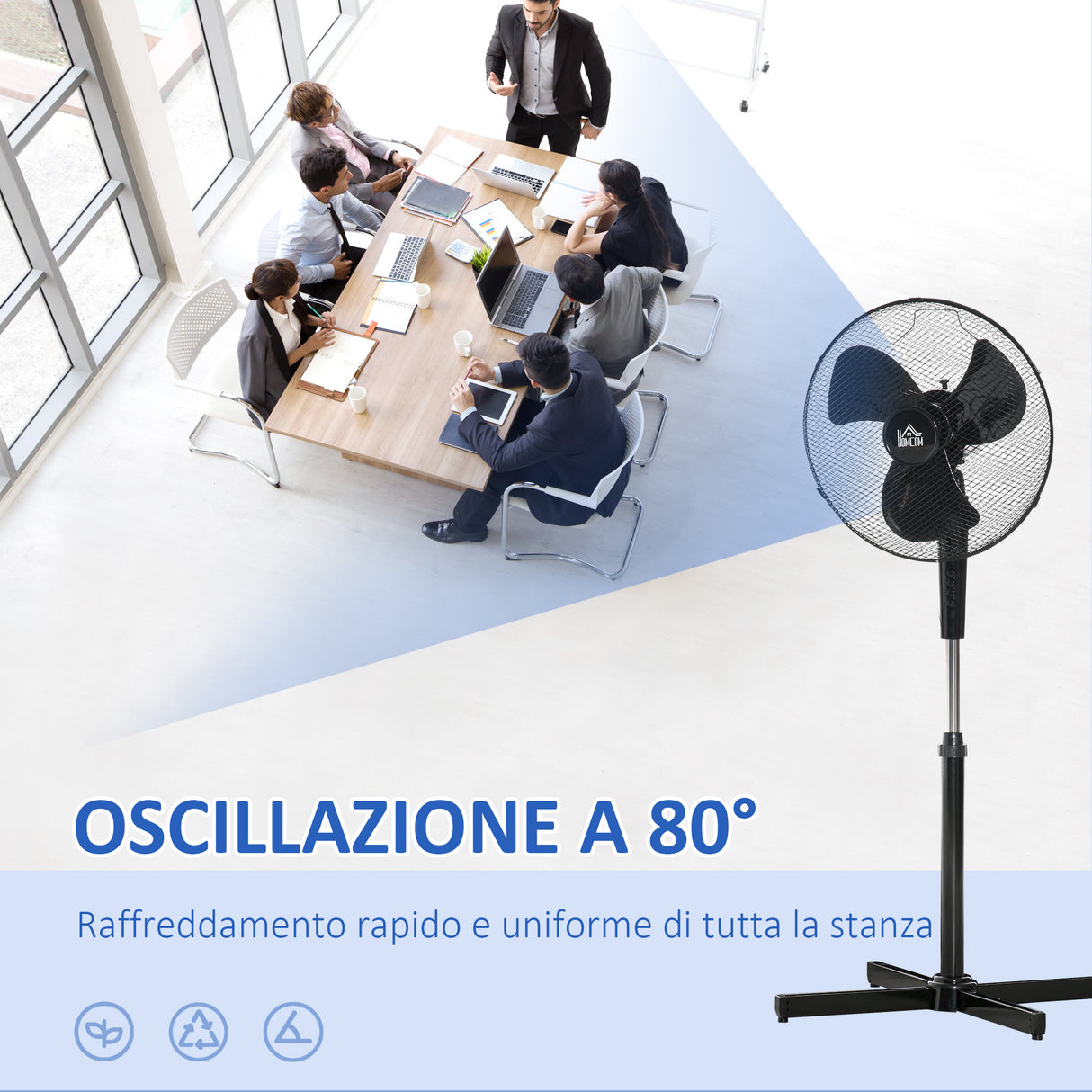 easycomfort easycomfort ventilatore a piantana a 3 velocita con altezza regolabile angolo di inclinazione a 80 in pp 60x60x90 120cm nero
