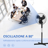easycomfort easycomfort ventilatore a piantana a 3 velocita con altezza regolabile angolo di inclinazione a 80 in pp 60x60x90 120cm nero