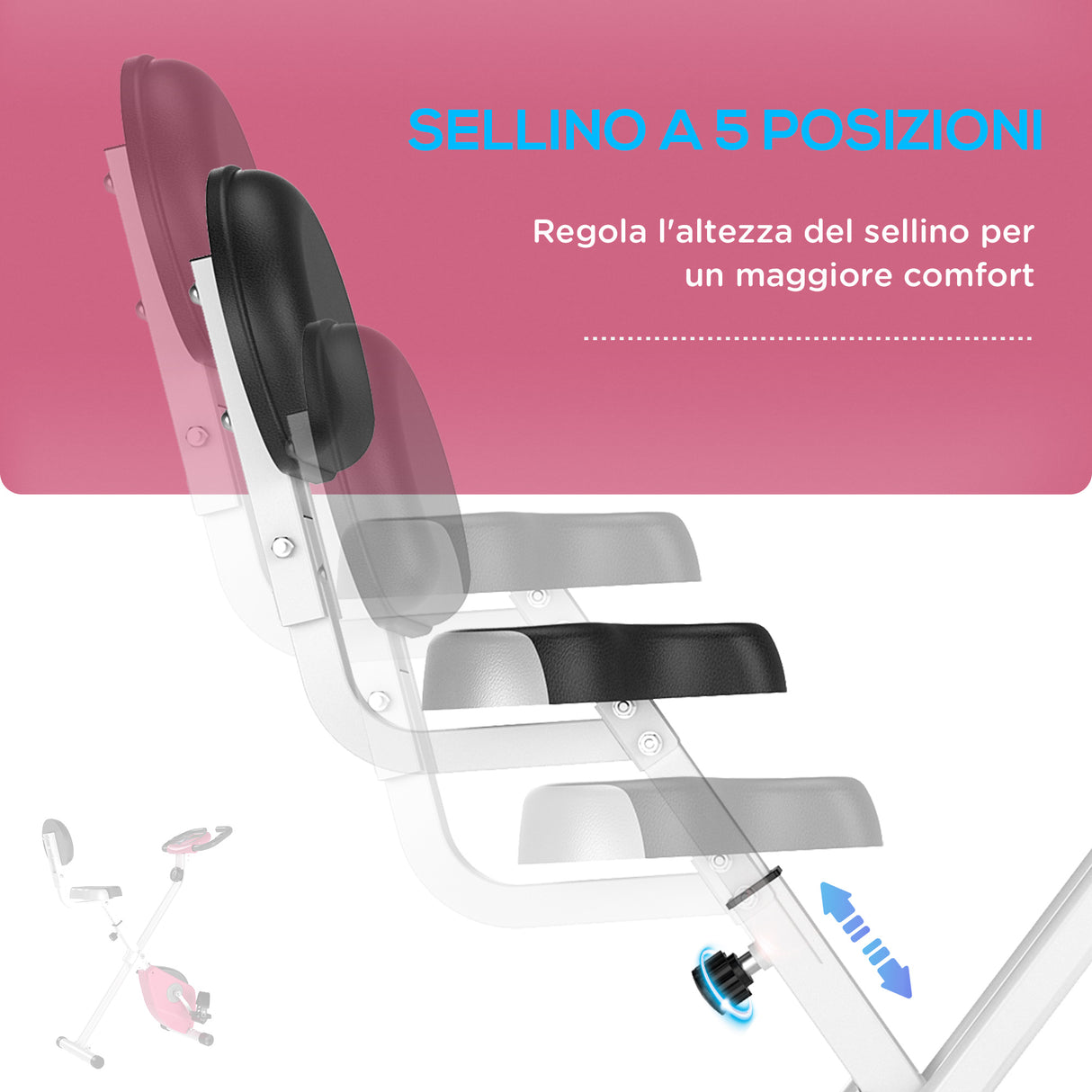 easycomfort easycomfortsoozier cyclette da camera pieghevole 5 posizioni e 8 livelli di resistenza 43x97x109cm 1