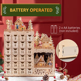 easycomfort easycomfort calendario avvento di natale rettangolare con motivi a tema e 12 luci a led 22x9x30 cm in compensato arancione