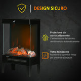 easycomfort easycomfort camino elettrico 1000w 2000w con fiamma led realistica e controllo temperatura 40 5x20x62 cm nero