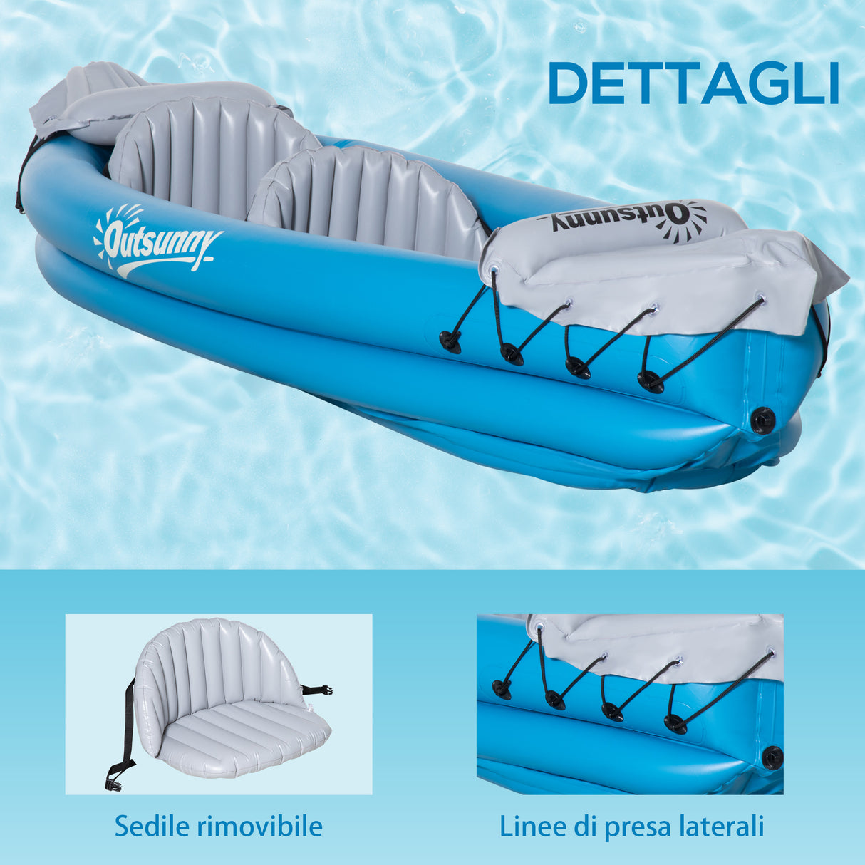 easycomfort easycomfort canoa gonfiabile 2 posti kayak con 2 remi in alluminio pompa gonfiaggio e kit riparazione azzurro