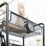 easycomfort easycomfort carrello da cucina a 4 ripiani rimovibili con 4 ganci e ruote in acciaio e plastica pp 45x26 5x84 cm nero